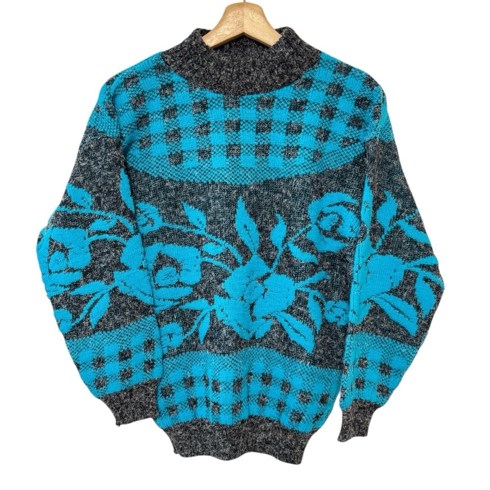 Vintage 80s 90s Arielle Grey Blue Ugly Sweater Grandpacore Grandpa Aesthetic Dad